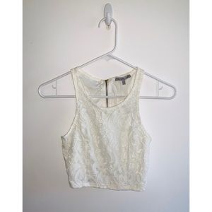Charlotte Russe white lace crop top small NWT